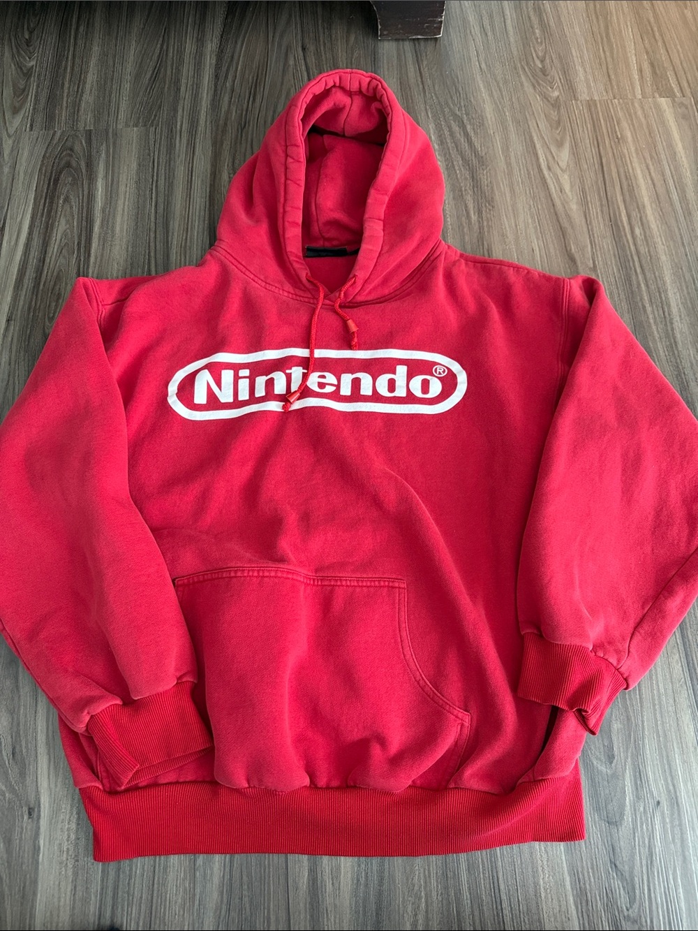 Vintage Large Nintendo Red Hoodie with White Logo
